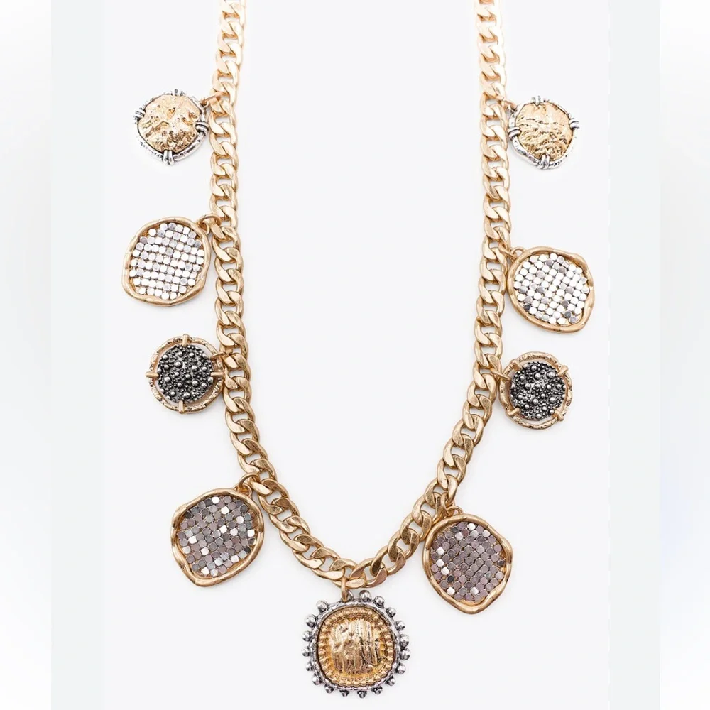 Zara NWT golden metal coin belt with pendants 1011/241